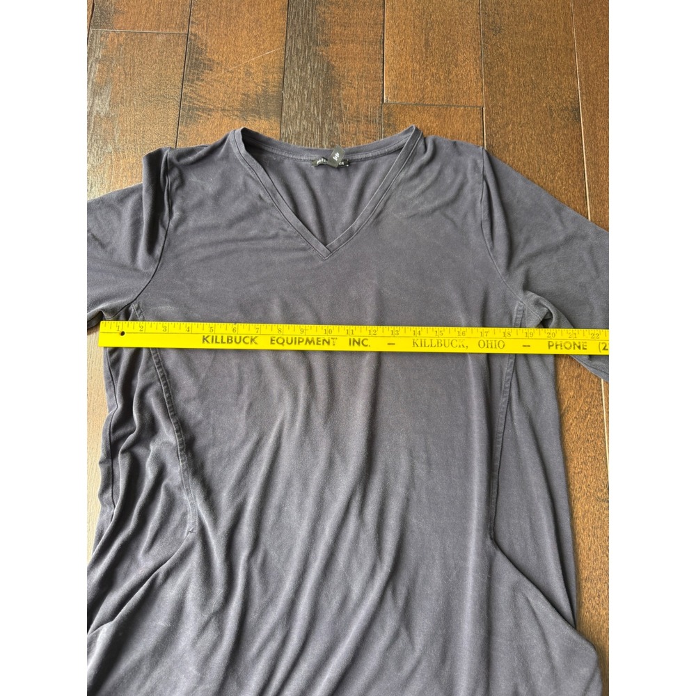 Eileen Fisher Navy Blue Tencel Lyocell V-Neck Shift Dress with Pockets Large - Picture 9 of 10